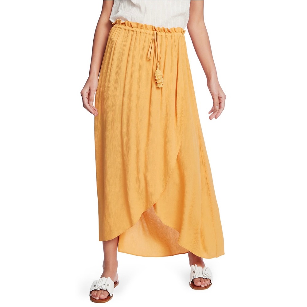 1.State Wrap Front Crinkle Midi Skirt
